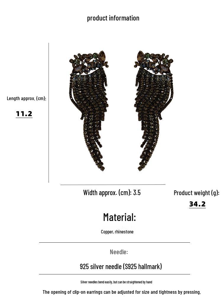 Elegant Long Tassel Diamond Earrings - Luxurious European & American Style Earrings for Women