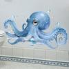 Großer blauer Oktopus Wandaufkleber Meeres Tier Wanddekal Abziehen Und Aufkleben Kunst Wandbild für Badezimmer Küche Wohnzimmer Sommer Wanddekoration