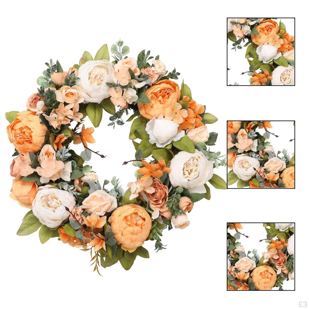 Artificial Peony Wreath Flower Arrangement Sturdy Garland for Anniversary Window