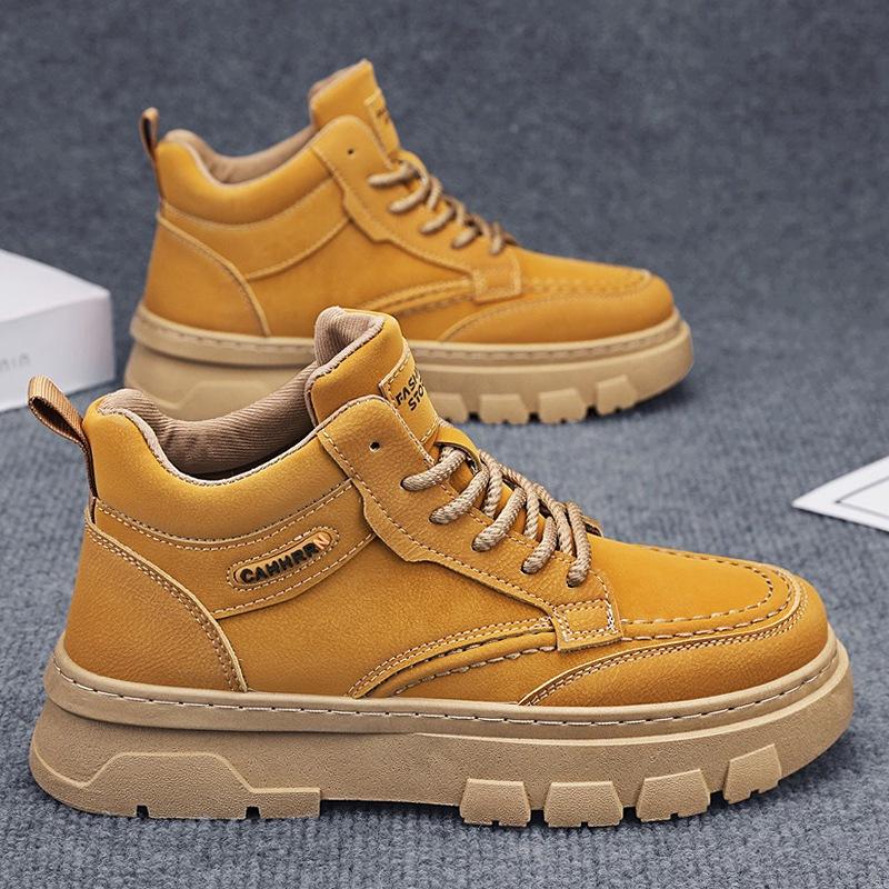 

Ankle Boots Mens Casual Sneakers Versatile Comfortable Thicksoled Laceup Comfortable Mens Sports High Top Boots Are Fashionable 44 жёлтый