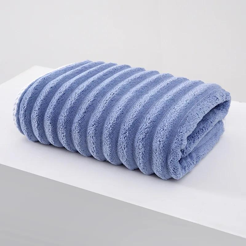 

1PC Ultra Soft and Quick-Dry Towel with Candy Stripes Perfect for Home and Travel Candy Corduroy Style 35x75cm Comfortable Warm синий