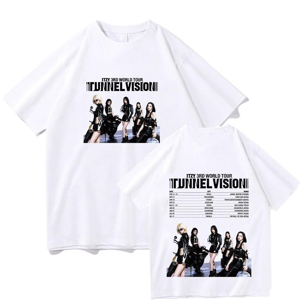 ITZY 3Rd World Tour Print T Shirt New Fashion Kpop Men Women Streetwear Casual Breathable Cotton Tees Round Neck Short Sleeve Tops