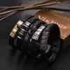 Vnox Free Personalized Family Names Stainless Steel Beads Bracelets Gift for Dad Grandpa, Mens Leather Wristband,Christmas Gift