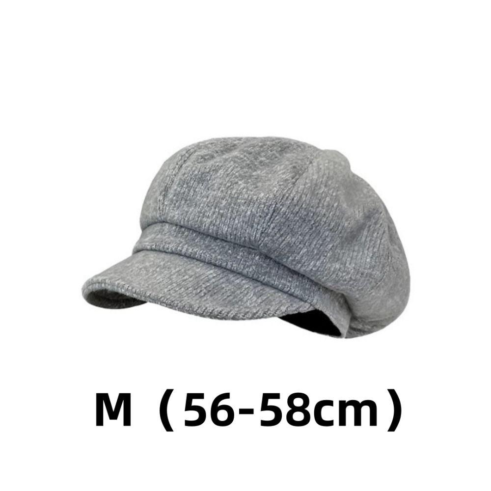 Simple Solid Color Japanese Retro Berets Knitted Warm Baseball Caps Autumn Winter Cap Windproof Octagonal Hat Outdoor