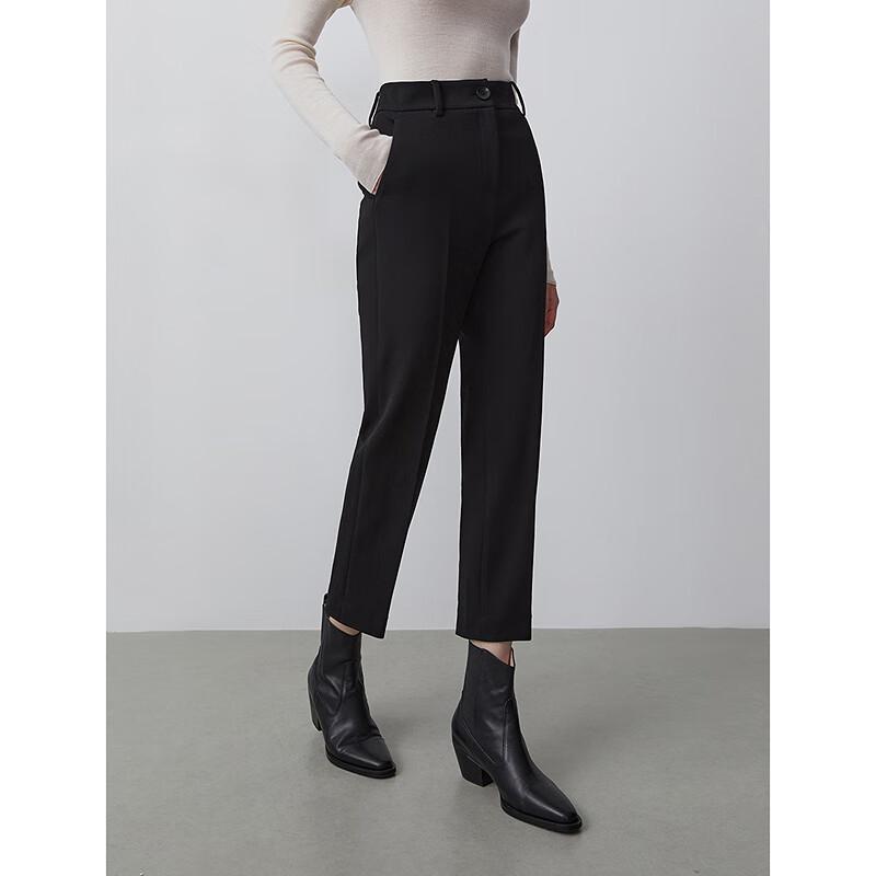 LANGZI High-Waist Straight-Leg Cropped Suit Pants