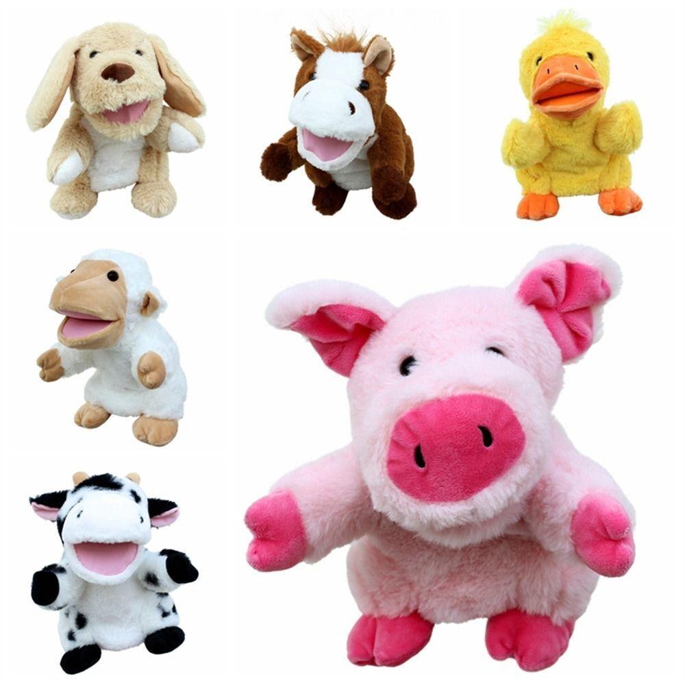 Animal Hand Puppets with Movable Open Mouths Cow Duck Pig Dog Horse Sheep