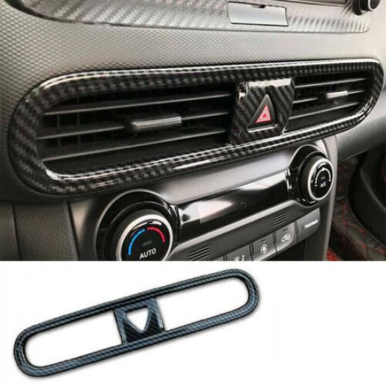 For Hyundai Kona 2018-2022 Carbon Fiber Center Air Outlet Vent Cover Trim