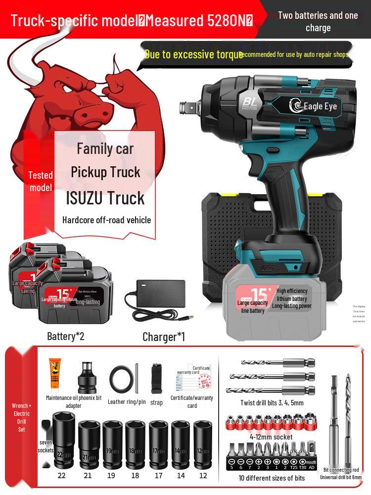 High-Torque Brushless Electric Impact Wrench with Lithium Battery for Auto Repair