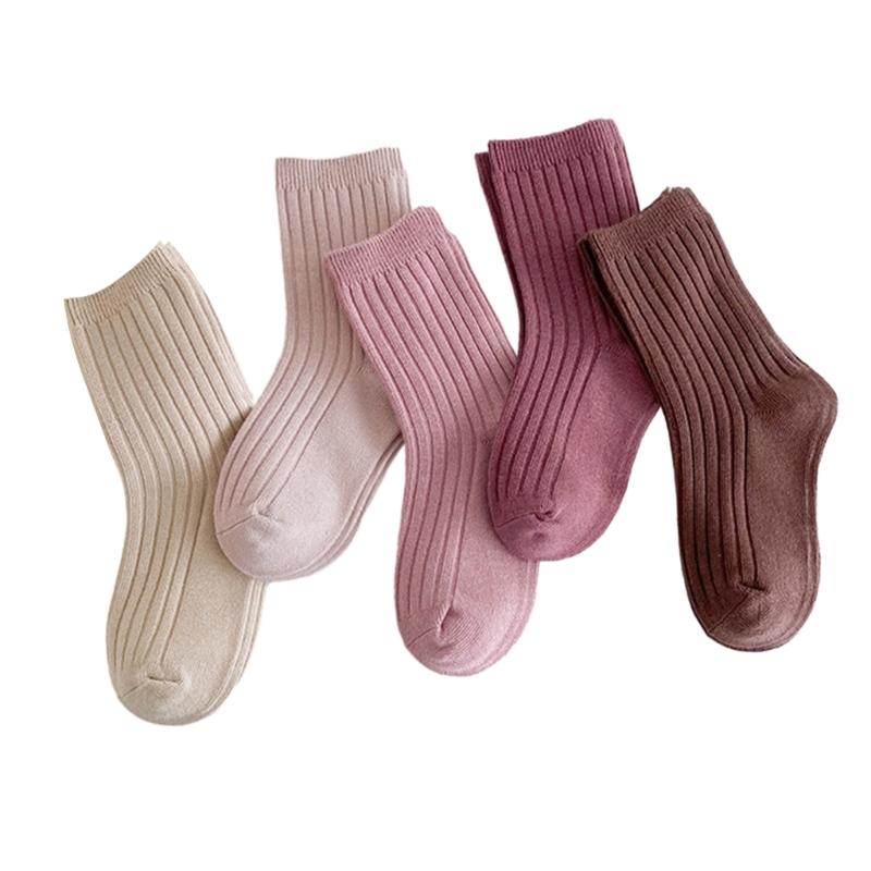 Kids Simple Crew Socks Plain Ankle Socks Breathable Booties Socks Calf Socks