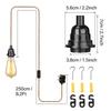 4.5/3.5M Pendant Lights Ceiling Lighting Fitting E27 Lamp Bases Suspended Kit with Plug In Cord Hemp Rope Rustic Hanging Lamps