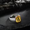 Charm Rings with Citrine Zircon Gemstone Jewelry 925 Silver Accessories for Women Wedding Party Engagement Bridal Gift