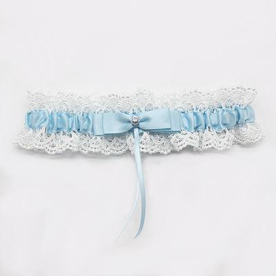 Elegantes blaues Braut-Spitzen-Schleifen-Strumpfband