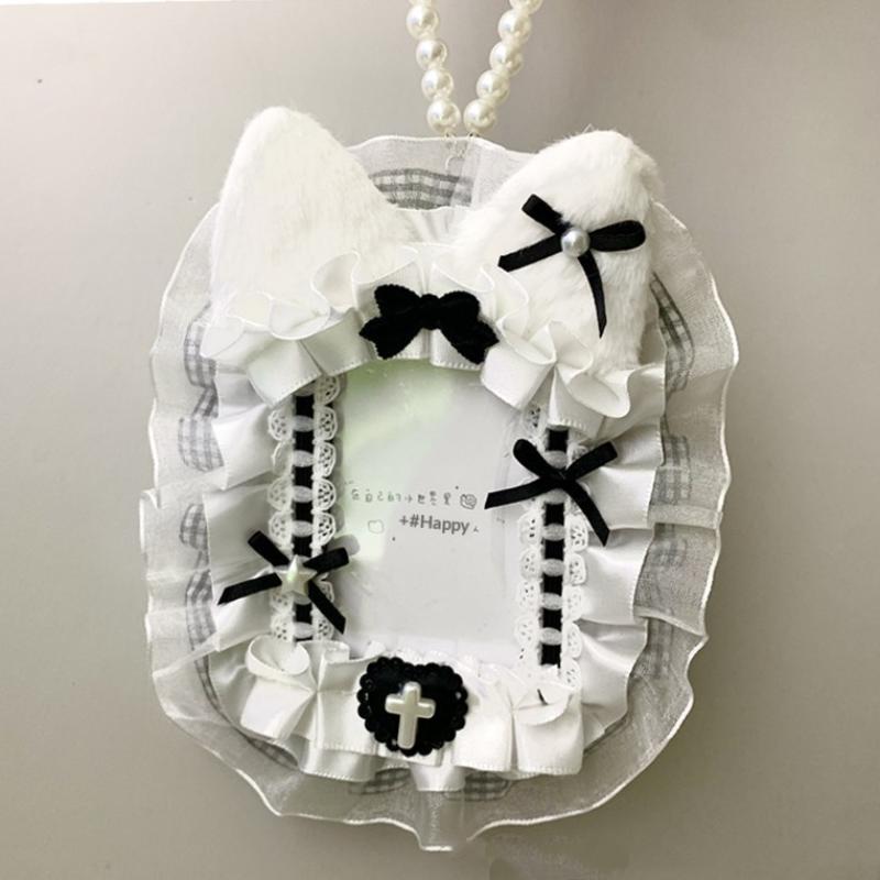 Schattige Pluche Fotokaarthouder Anime Kant Lolita Stijl Kpop Idool Fotoalbum Beschermer voor Opslag Verzameling