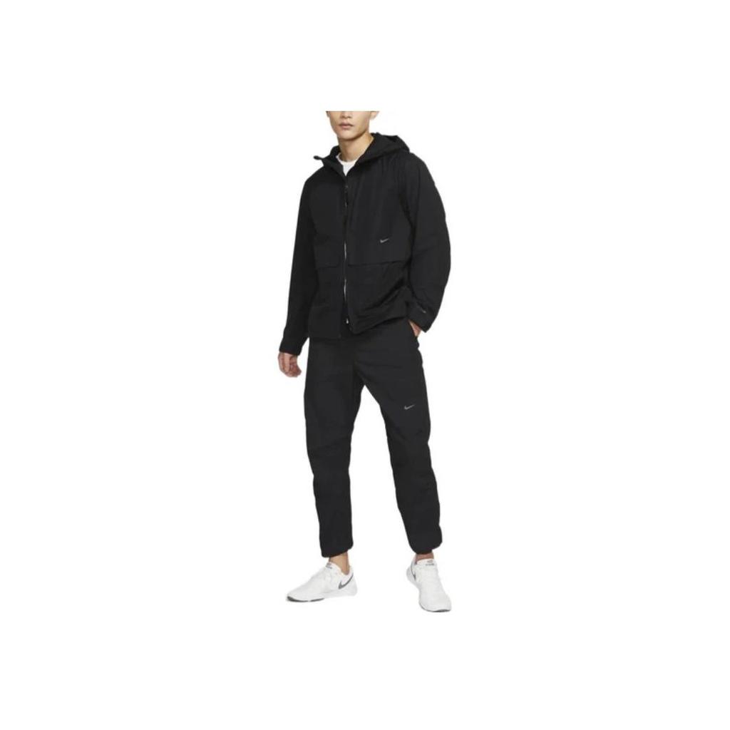 Nike Solid Color Stand Collar Hooded Jacket Men Jackets Black DQ6641-010