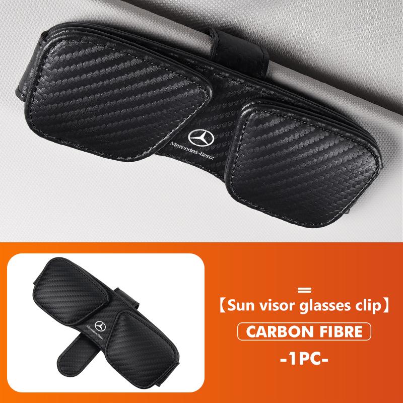 CRS1 Leather Car Sun Visor Glasses Case Card Ticket Pen Buckle Clip For Mercedes Benz CLK GLC W212 C200 C300 W203 W204 W205 W169 W176