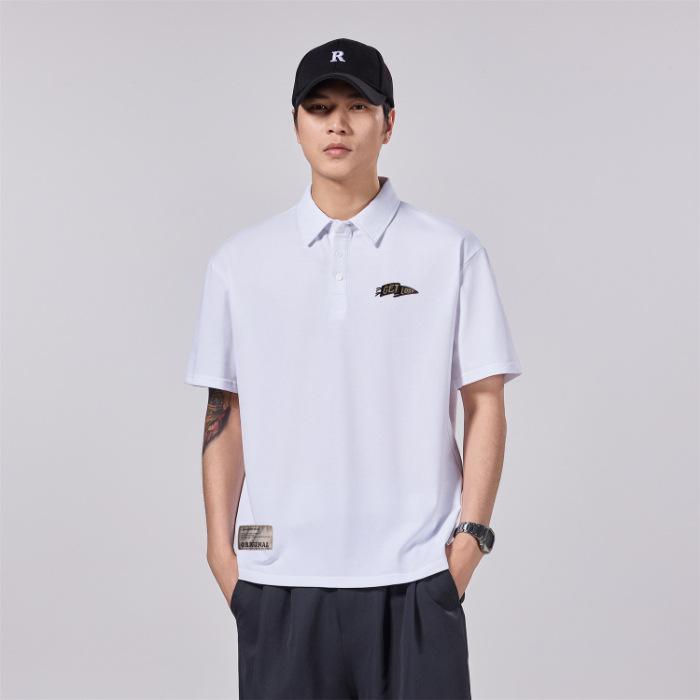 Men's Short-sleeved Letters POLO Shirt Men's Short-sleeved T-shirt Loose Lapel Summer New Style T-shirt