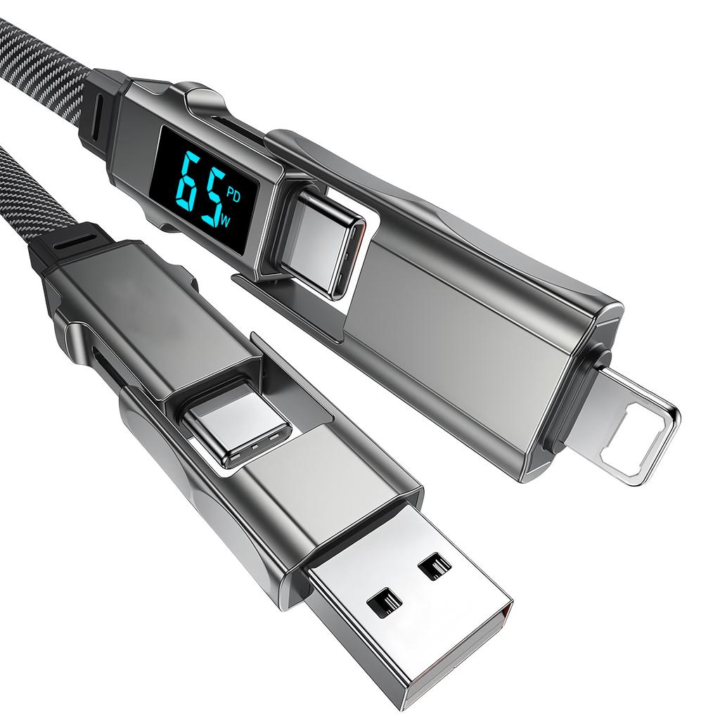 Digital Display 4 In 1 PD 240W USB Type C Data Cable Fast Charging For iPhone 15 Samsung Xiaomi Redmi OPPO Cable Fast Charger