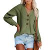Autumn Winter Women's Button Front Knitted Pullover V Neck Sweater Long Sleeved Knitwear Luxurious Relaxed-fit Slimming and Versatile Top