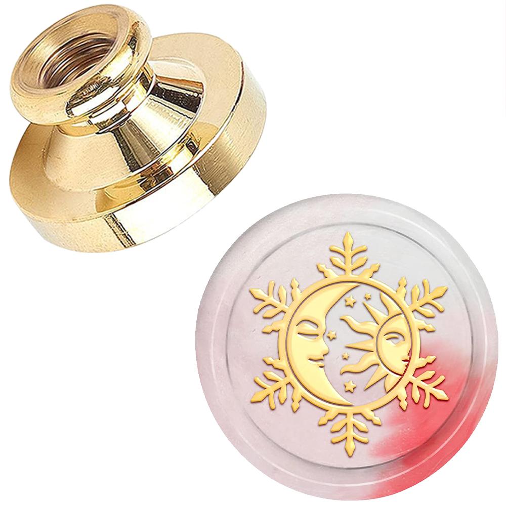 Moon and Sun Theme Wax Seal Stamp Head Auspicious Clouds Removable Sealing Brass Stamp Head Olny for Creative Gift Envelopes
