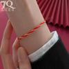 S925 Silver Small Gold Happy Bracelet Benmingnian Women's Red Rope Woven Hand Rope Trendy Light Luxury Niche Exquisite