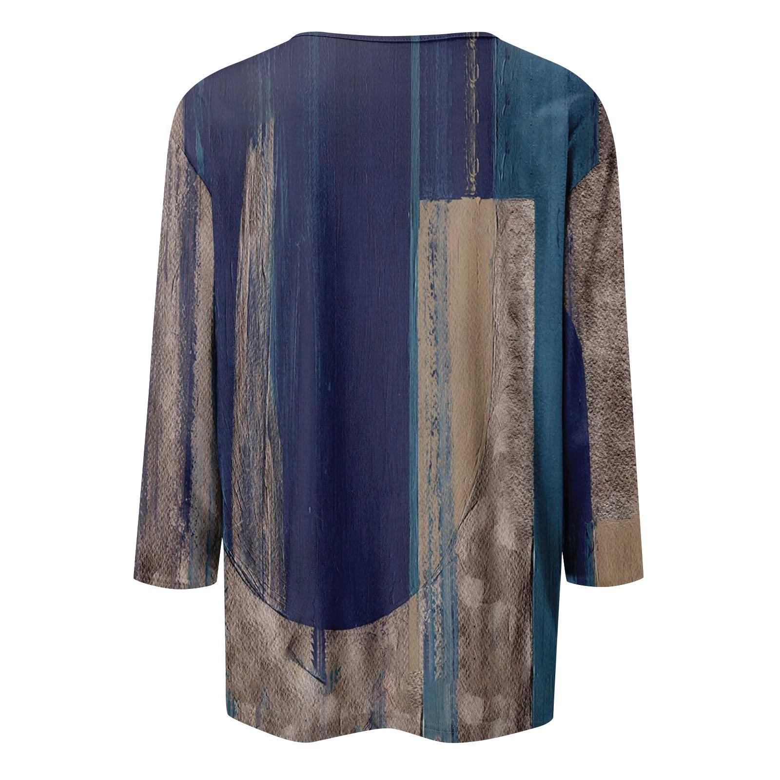 Женская мода Повседневная новая пуговица с круглым вырезом и рукавами 3/4 Свободная — фото 4