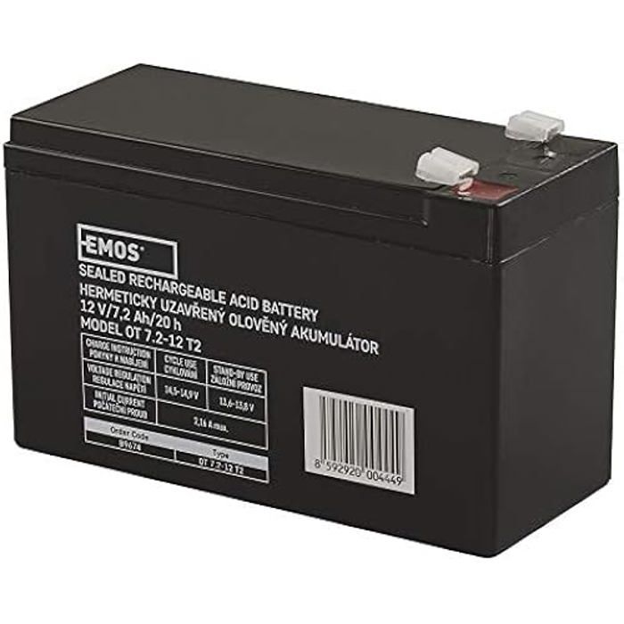 Batterie - EMOS - Accumulateur au plomb - 12 V - 7,2 Ah - Faston 6,3 mm