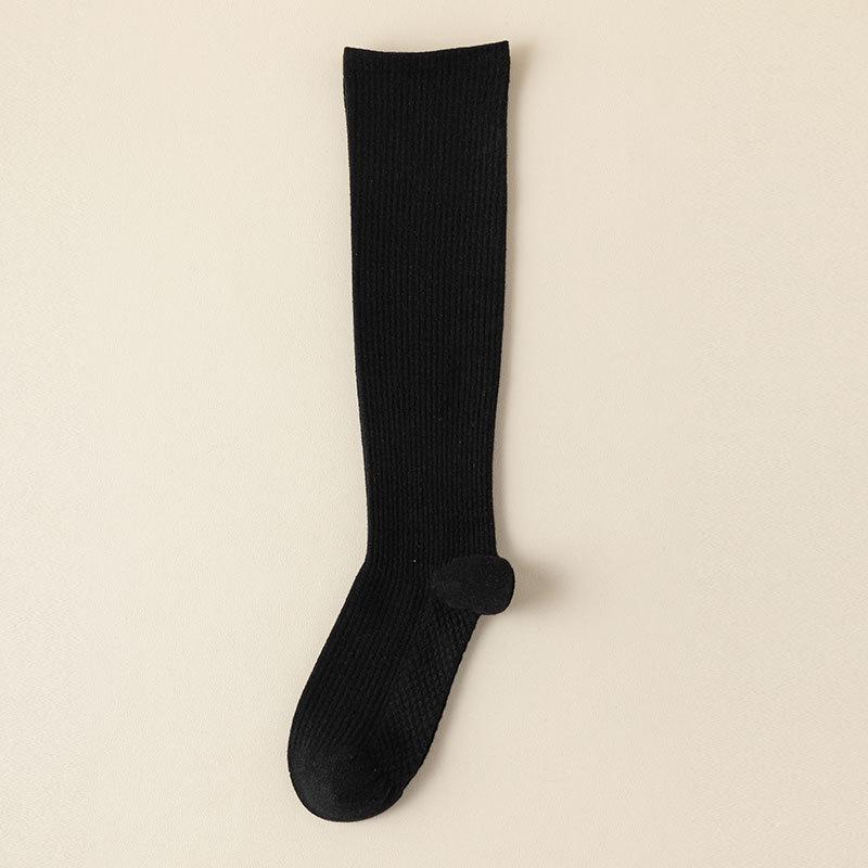 

Calf Socks for Women, Mid-calf Socks for Autumn and Winter, Solid-colored Cotton Socks, Pile Socks, Boneless Long Socks 1 pair чорний