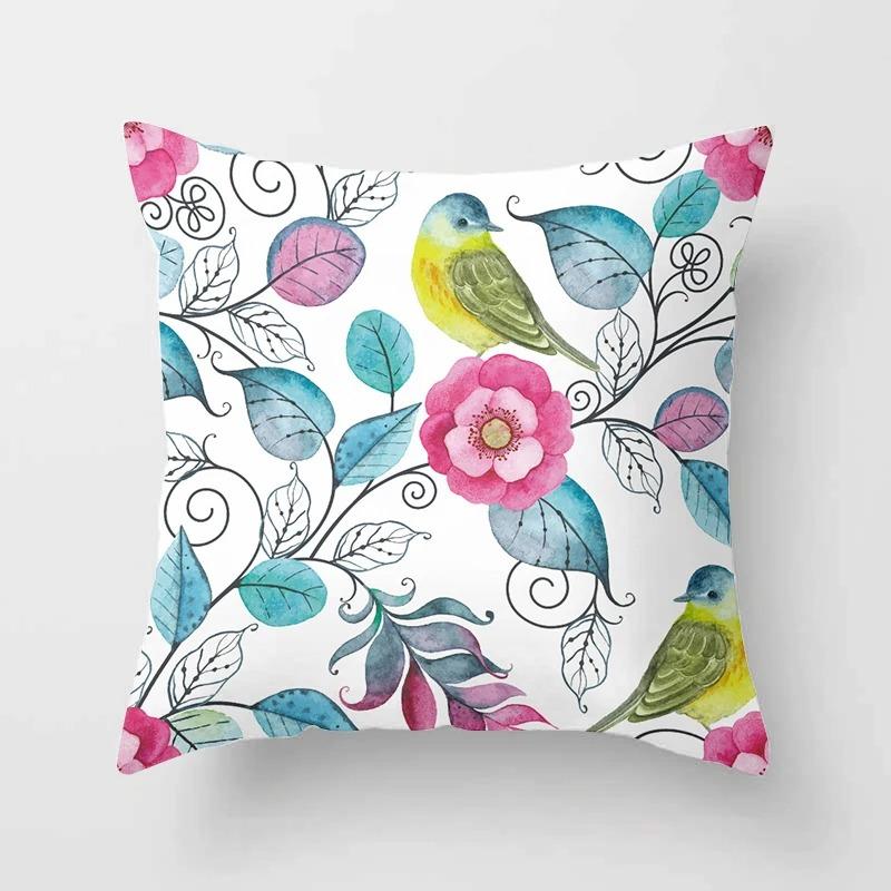 Birds and Flowers Decorative Pillowcases Living Room Office Home Pillowcases Car Ornaments