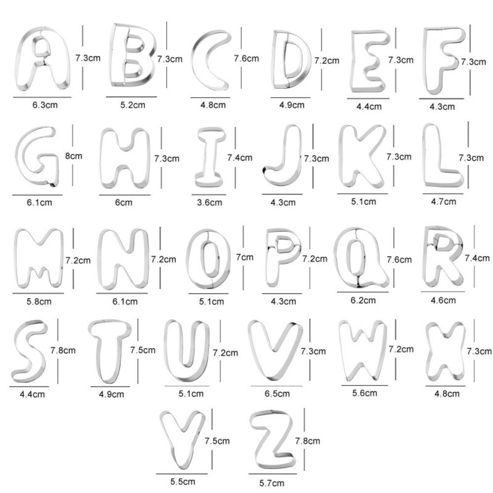 26pcs 3D Letter Biscuit Stamps Stainless Steel Fondant Cake Decoration Tools Chocolate 26pcs