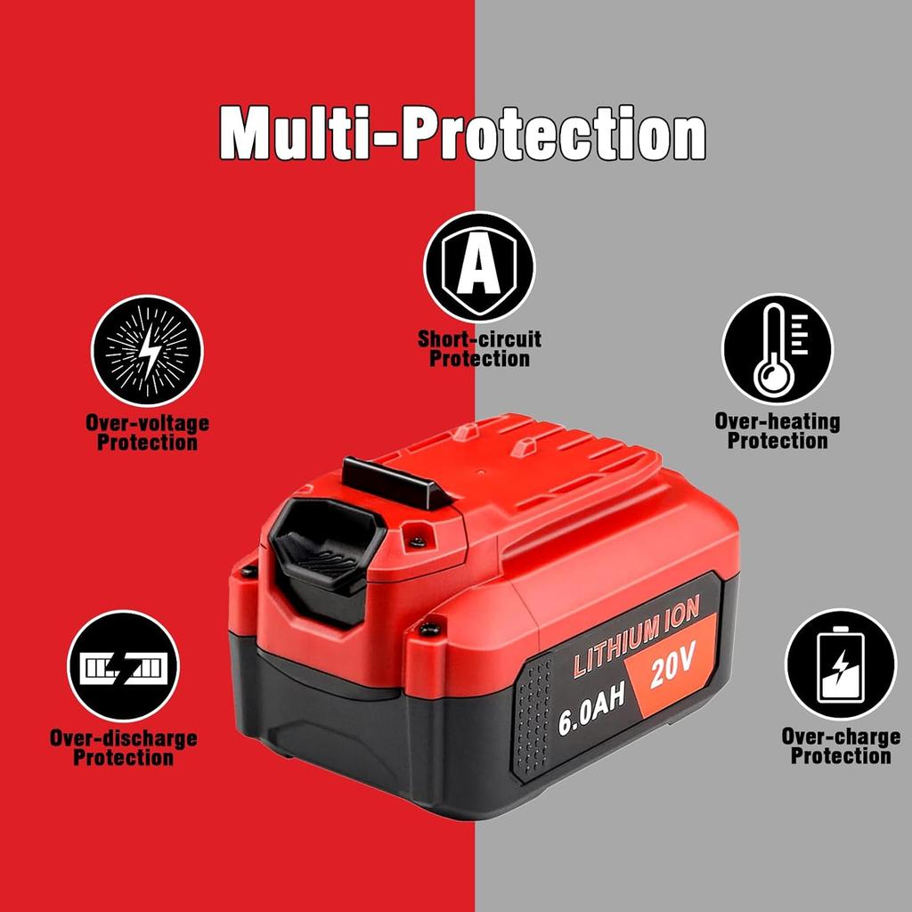 V20 20V Lithium Battery: Replacement for Craftsman 20V CMCB204 CMCB202 CMCB201 Cordless Drill Tools - 6Ah 20 Volt Max Battery Pack