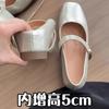 Inner height increase 5cm thick heel Mary Jane shoes women's 2025 spring and autumn new Velcro retro square head shallow mouth single shoes
