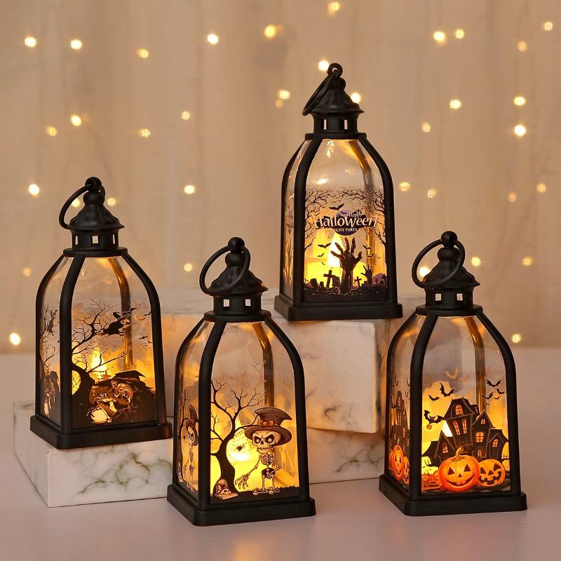14.2cm/5.59in Halloween Decorative Pumpkin Lantern Led Night Light Lamp Handheld Cartoon Collectible Model Gift Party Decoration