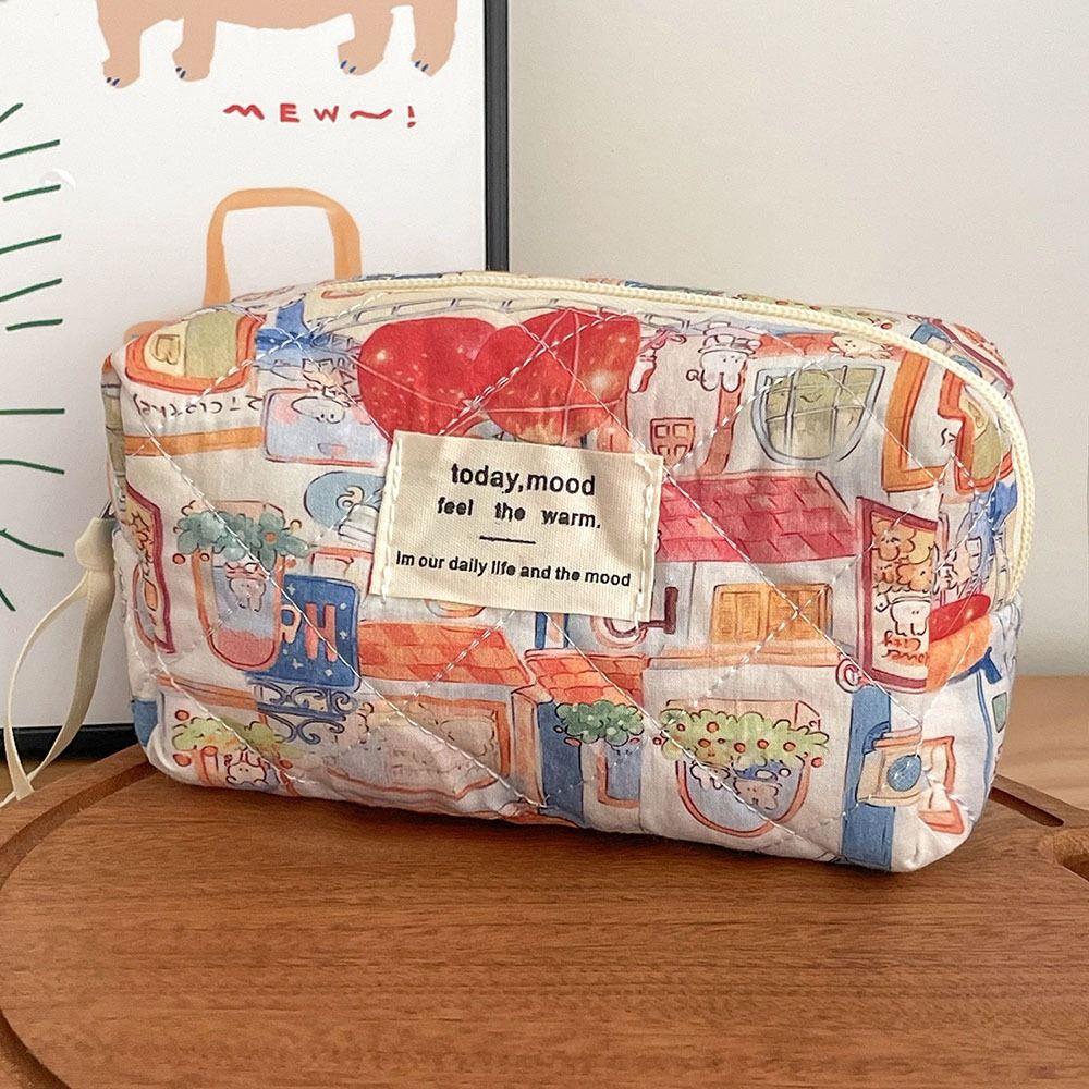High Quality Cartoon Animals Pattern Makeup Bag Large Capacity Zipper Pouch Quilted Bag Toiletry Bag Travel Organizer