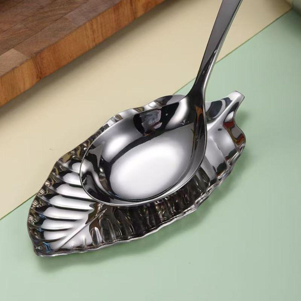 Stainless Steel Utensil Rack Non-Slip Kitchen Spoon Rest Premium Serving Tray Holder