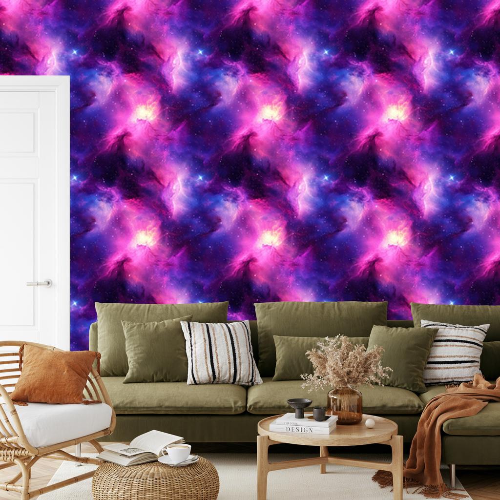 Watercolor Galaxy Wallpaper Violet, Indigo and Lavender 50x1000