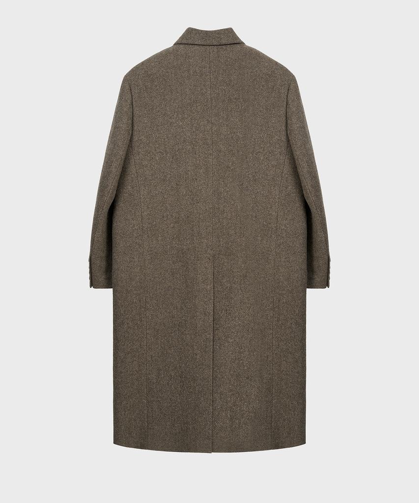 Noirer Alpaca Twill Double-Breasted Coat (Brown)