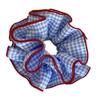 Blue Checkered Hair Scrunchie Soft Stretchy Elastic Hairband For Women Girl Hair Styling Accessory For Hair Wrist Decors