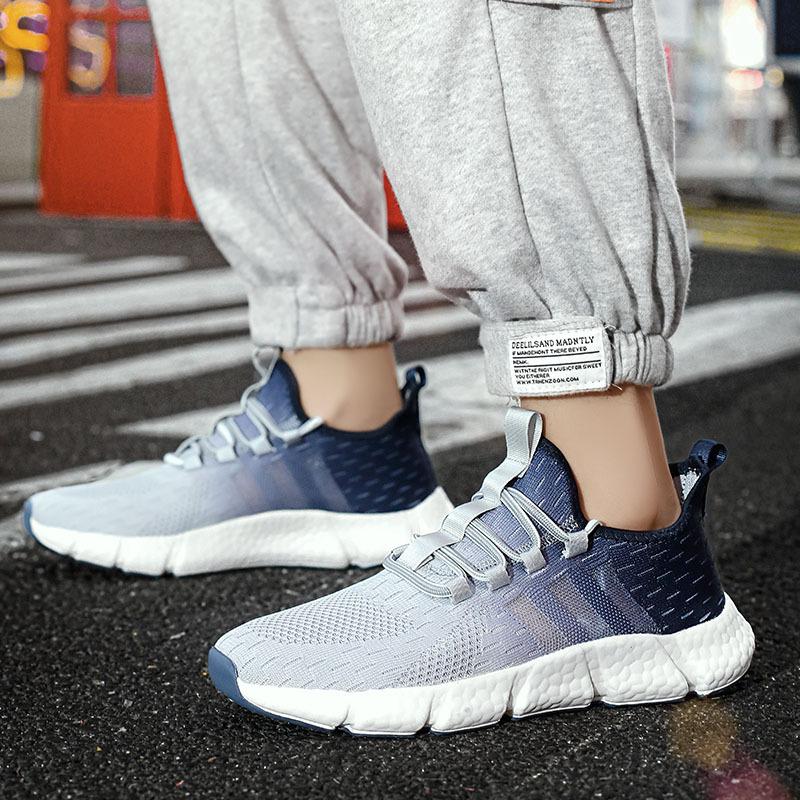 Spring and autumn new popcorn men's shoes flying woven mesh shoes stepping on shit soft bottom breathable running sports shoes