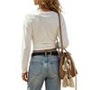 Women's V-Neck Long Sleeve T-Shirt Color Slim Fit Flattering Versatile Top