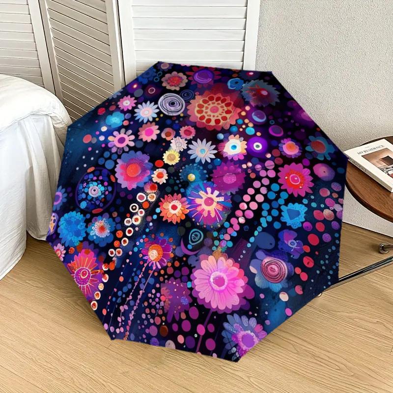1pc Floral Mandala Artwork Umbrella with Plastic Handle,Suitable for All Seasons Home Travel Outdoor UmbrellaDD1643