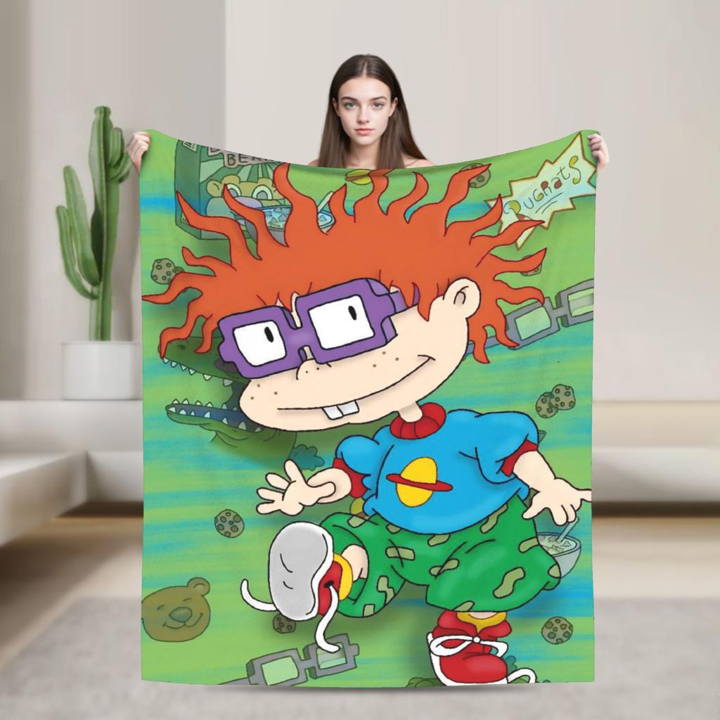 Soft Blanket Camping Rugrats Chuckie Finster  Throw Blanket  Flannel Bedspread For Bedroom Street Trend Sofa Bed Cover
