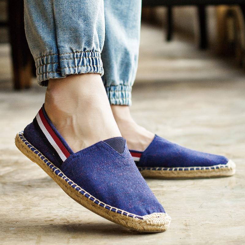 Heißer Verkauf Mode Blau Herren Sommer Schuhe Atmungsaktive Canvas Slipper Schuhe Herren Slip-on Casual Flache Schuhe für Herren Espadrille hombre