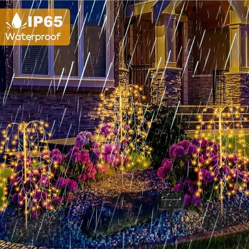 1500LM Solar Lawn Light Fireworks Light Firecracker Light Outdoor For Courtyard Garden Path Walkway Terrace Flower Bed Party Decoration