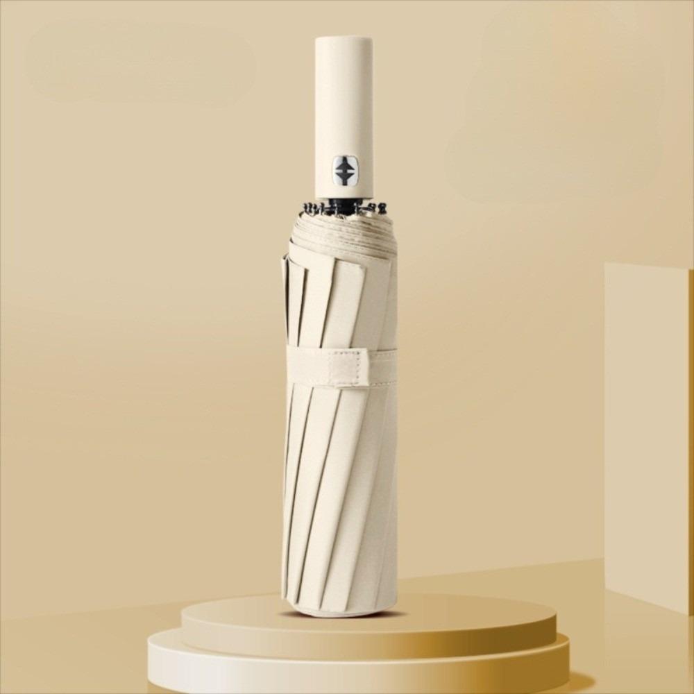 

Однотонный усиленный зонт с 24 спицами, большой зонт-солнцезащитный крем с защитой от УФ-лучей, мужской деловой бежевый