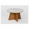 Table Basse - Acacia - Marbre - 70 Cm - Blanc - Marron - Moderne