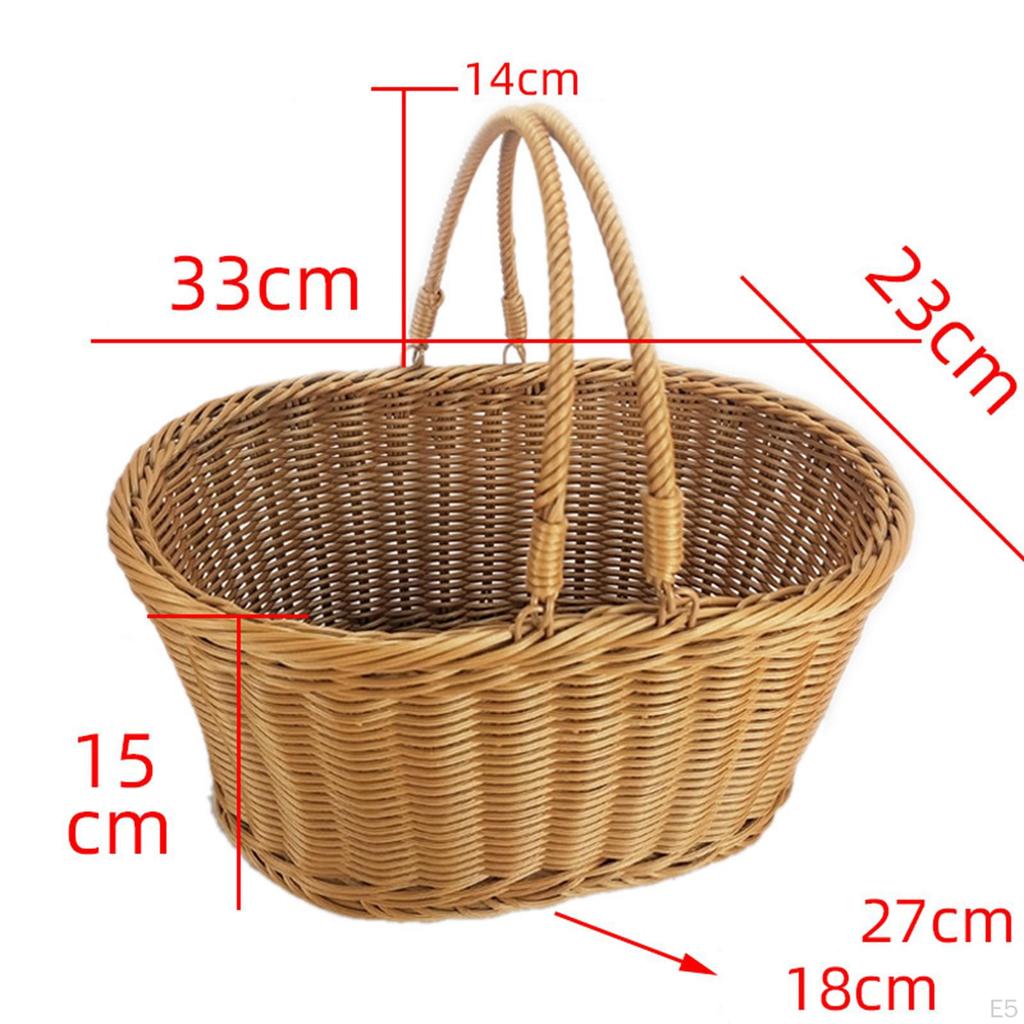 Woven Picnic Vegetables Fruit with for Dining Room Park Hiking