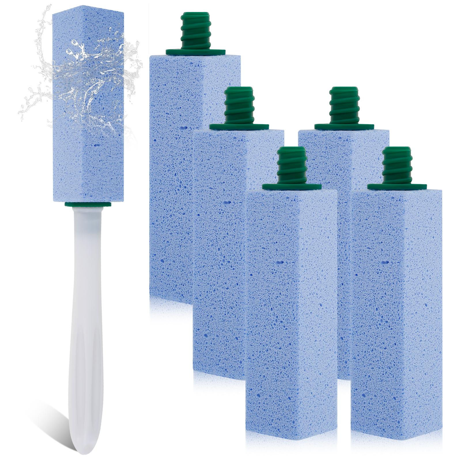 

6Pcs Pumice Stone Toilet Brush High Density Pumice Stone Bathroom Cleaner Brush with 1 Detachable Handle for Toilet Sink Tile 6PCS светло-синий