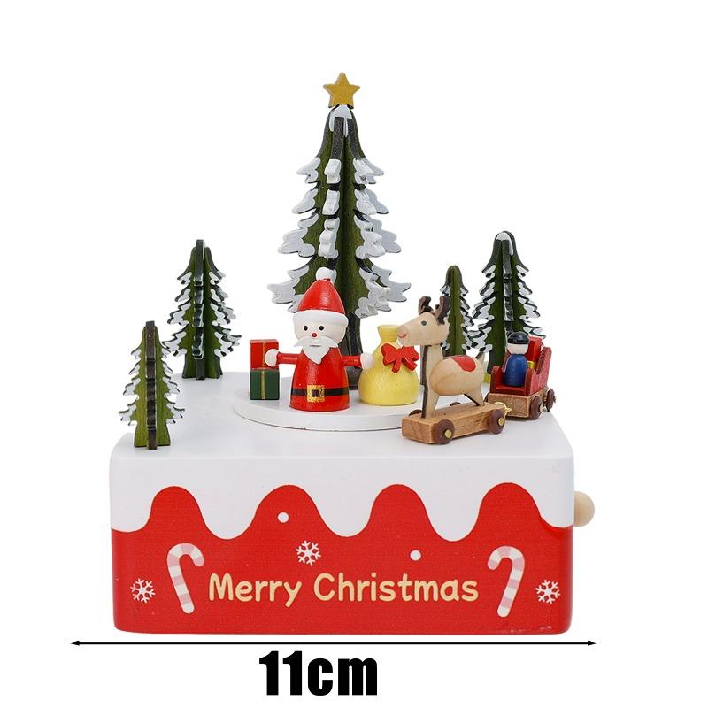 Christmas Music Box Beech Wood Healthy Musical Gift for Kids Adults Birthday Present Ornament Fine Workmanship Elegant Melody