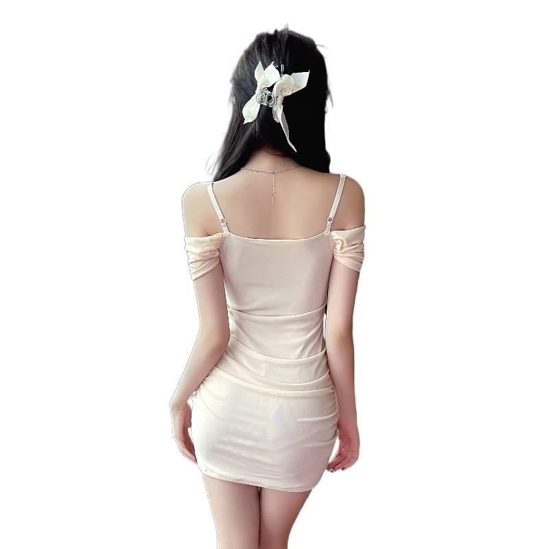 Französisches Sommer-Off-Shoulder Sexy Gesellschaftskleid: Hüftbetonter, reiner Begierde kurzer Rock