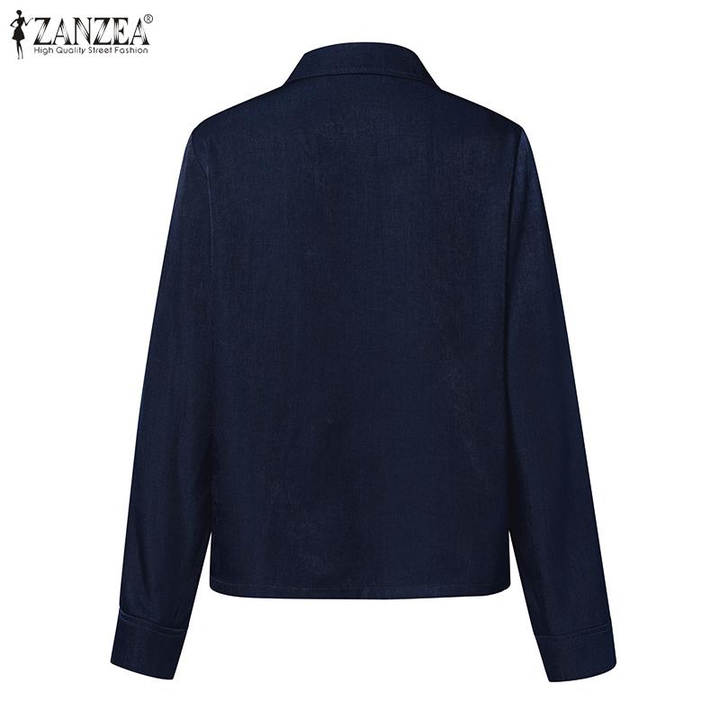 ZANZEA Damen Umlegekragen Lässige Langarmbluse